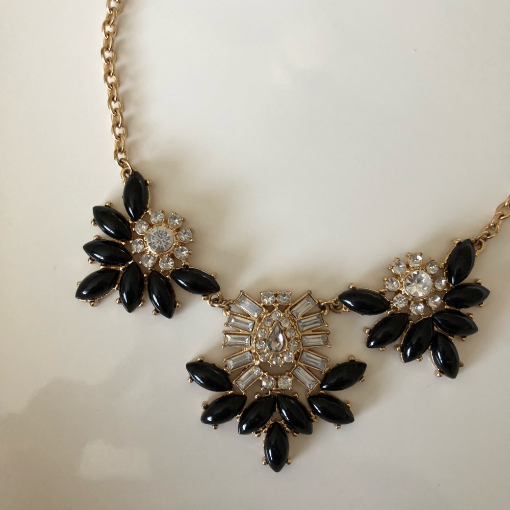 Black and diamond statement necklace